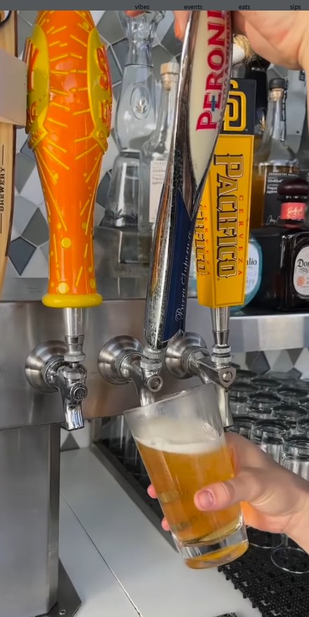 Beer taps at the main bar at 264 Fresco