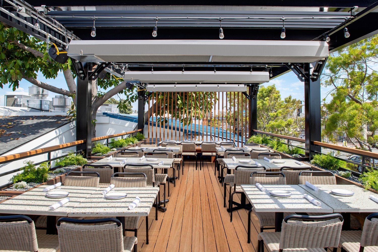 Las Brisas patio at Fresco Cocina overlooking Carlsbad Boulevard