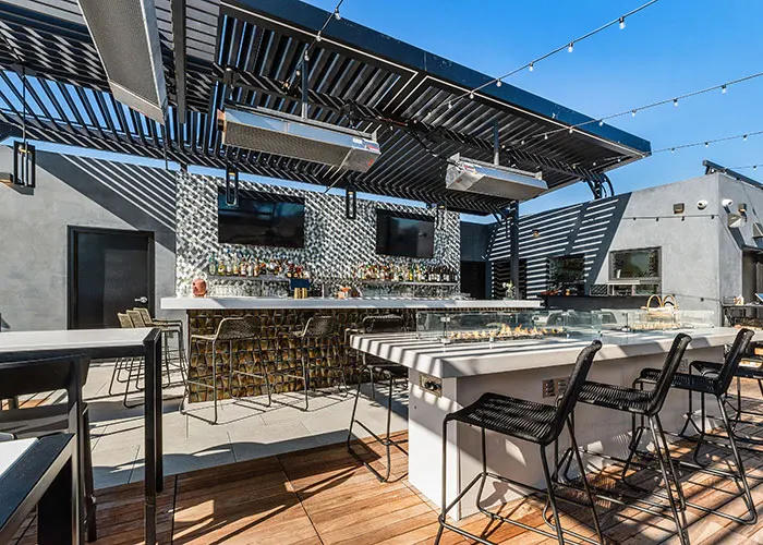 The Deck bar under slatted shade